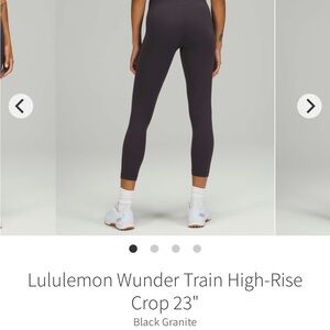 Lululemon Wunder Train High-Rise Crop Leggings - Black Granite Sz 8